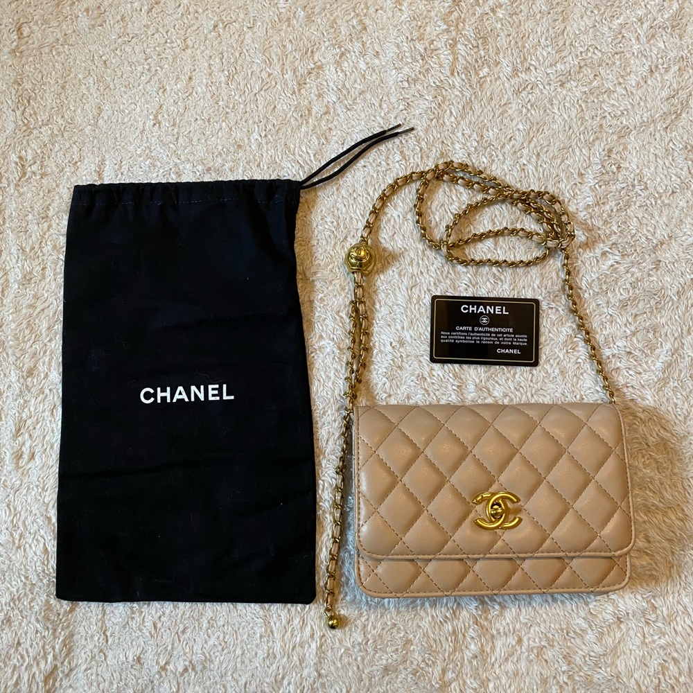COPY - Chanel Tan Quilted Crossbody Bag with Gold Chain